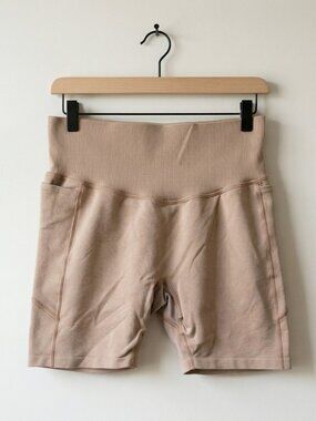 Victoria's Secret PINK Active High Waist Biker Shorts Tan Nude Beige Size M